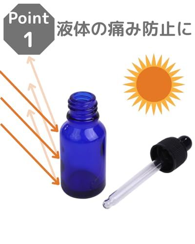 Chocople 遮光瓶 スポイト付き スポイトボトル ドロッパーボトル 精油 アロマオイル 詰め替え ガラス製 漏斗付き 20本セット ブルー (20ml) (× 4)送料無料 2f8c810e｜詳細画像