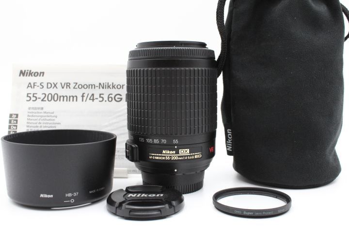 ＜＜フード付！！＞＞【良品】Nikon ニコン 望遠ズームレンズ AF-S DX VR Zoom Nikkor 55-200mm f/4-5.6G IF-ED ニコンDXフォーマット専用 #LE2027929