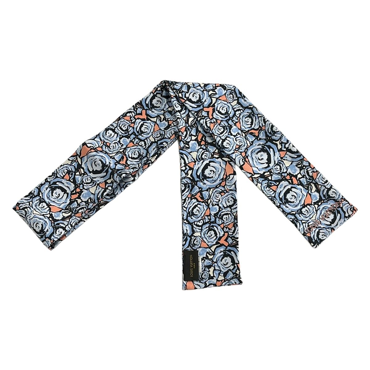 LOUIS VUITTON(ルイヴィトン) スカーフ美品 バンドーロックンローゼズ M75849 ライトブルー×ライトピンク×白 リボンスカーフ