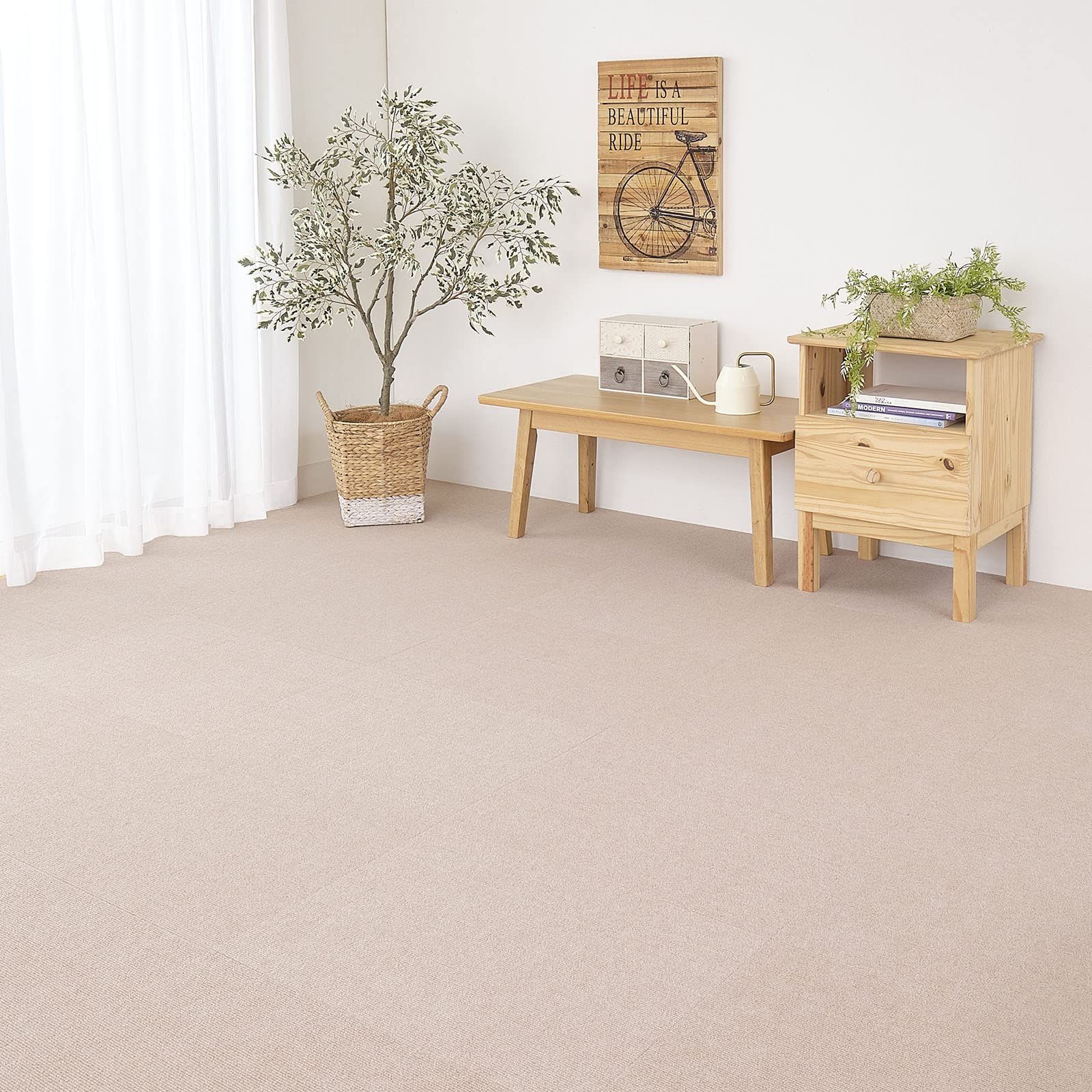 新品 サンコー ずれない ジョイントマット 45×60cm ベージュ 36枚 カーペットタイプ【日本製 撥水 消臭 洗える】おくだけ吸着 キッチンマット OH-06