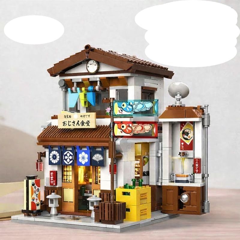 新品 zmart 861PCS ビルディング ブロック 日本の街並み 建物モデル レンガセット USBライト付き 和風 ブロック おじさん食堂 建物 日本家屋 模型 街並み ミニチュア 建築 飲食店 模型 居酒屋 和風建築 模型 レトロ 建物