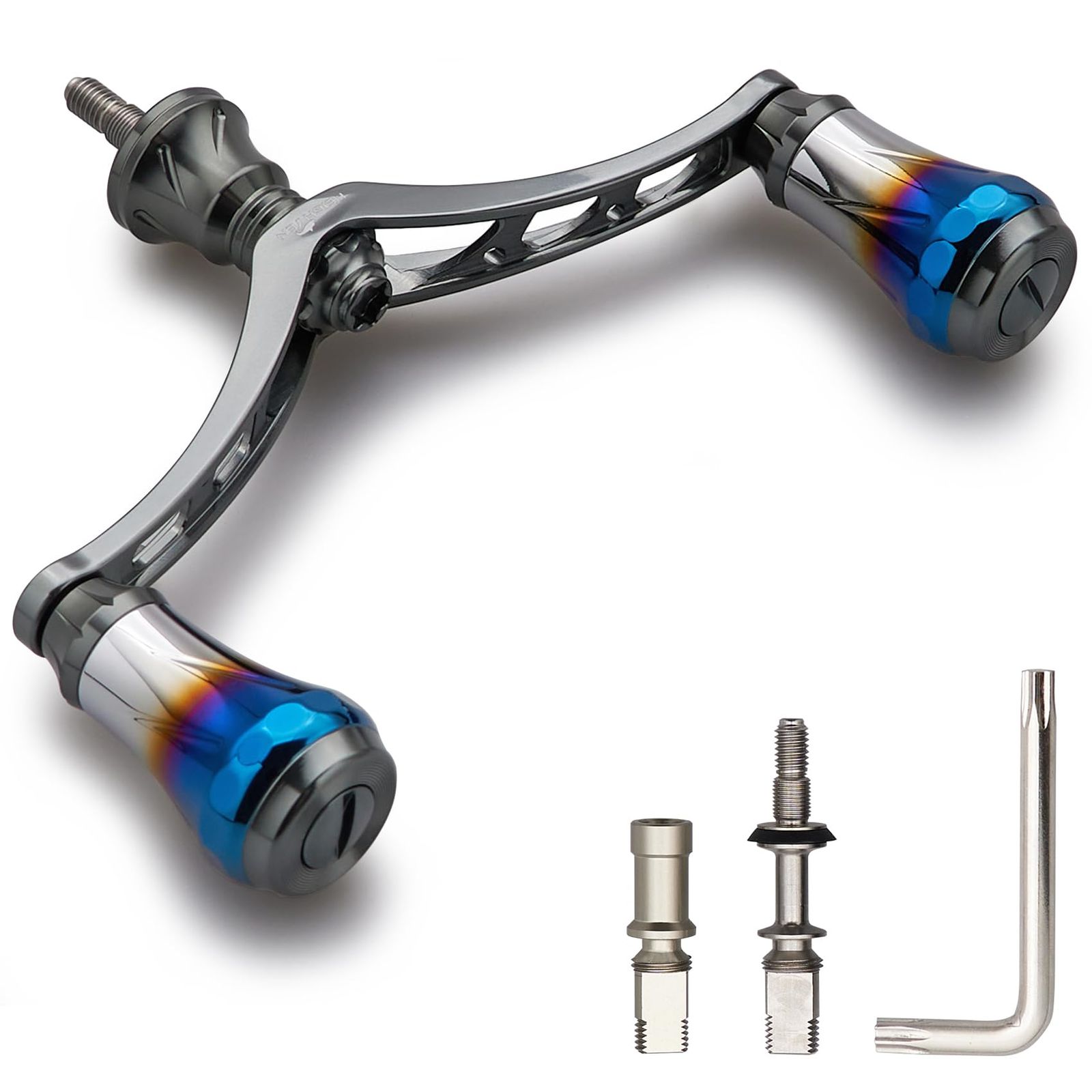 新品 HEIGHTEN V3.0 80/98mm リール ハンドル 航空アルミ製 シマノ ダイワ 通用 スピニングリール 用 Arch Aurora (ダークグレー(22STELLA/23AIRITY) 98mm) (HT00810)