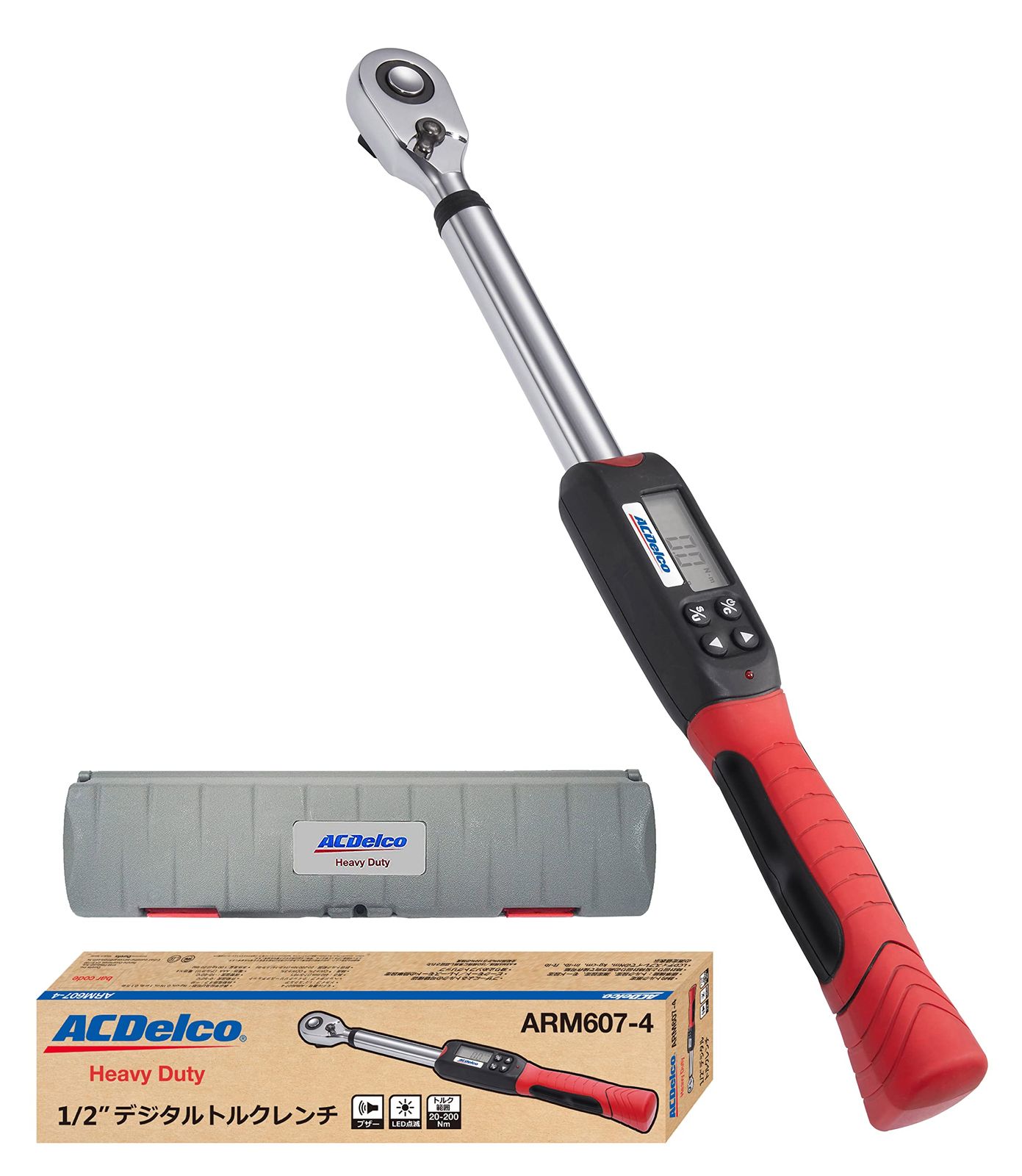 ACDelco 1/2” (12.7mm) デジタルトルクレンチ トルク値20-200Nm ブザー&LED警告灯内蔵 ISO6789 校正証明書付属 自動車エンジン修理 トルク値校正（日本語取扱説明書付属）ARM607-4送料無料 a97f0372