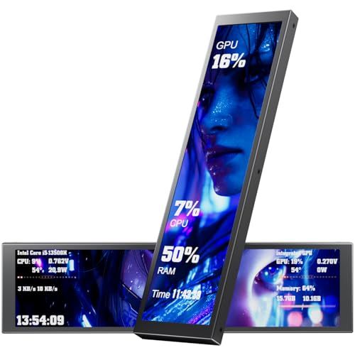 upHere 9.2インチディスプレイ ミニモニター 小型モニター IPS LCD Screen PC用パネル ケース用サブモニター 横向き縦向き CPU・RAM・HDD・FPS リアルタイム監視パネル 2つUSB接続 Windows 10/11に対応【D9e