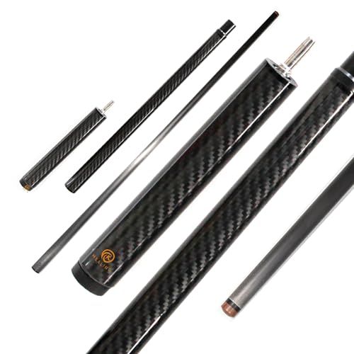 KHEALING ビリヤード キュー カーボン 電木皮頭 黒電木先角 T 700カーボンファイバー 49インチ ビリヤード用品 1/3ロングジャンプキュー ジョイント ハンドメイド 真っ直ぐ 適球類/黒八、九球 13oz オンス 収納ケース付 df486385