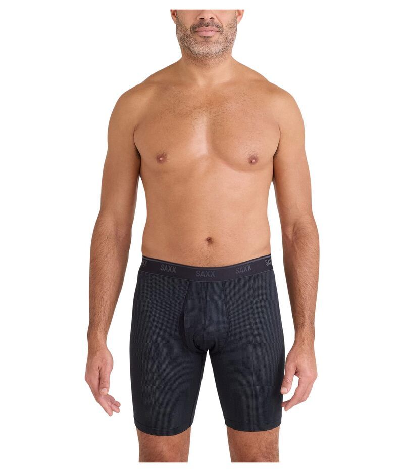サックスアンダーウェアー メンズ アンダーウェア ボクサーパンツ メッシュ SAXX UNDERWEAR Quest Quickdry Mesh Long Boxer Brief Fly Black