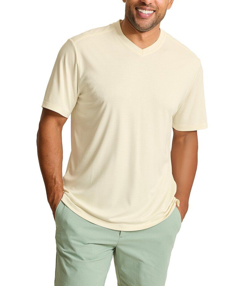 トッミーバハマ メンズ トップス シャツ Vネック Tシャツ Tommy Bahama Bay Stripe VNeck Short Sleeve TShirt Vanilla Ice ストライプ
