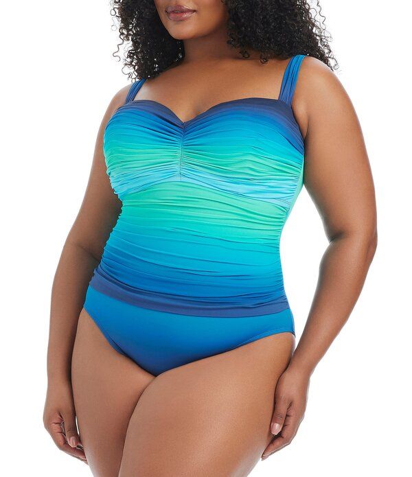 ブルーロッドビーティ レディース トップス ワンピース プラスサイズ Bleu Rod Beattie Plusize Desert Mirage Shirred Mione Piece Swim S