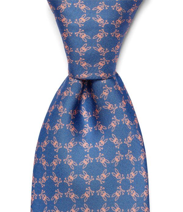 サイコバニー メンズ アクセサリー ネクタイ シルク Psycho Bunny Circle 3 14 Traditional Jacquard Silk Tie Blue ブルー