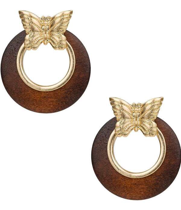 パトリシアナシュ レディース アクセサリー ピアス・イヤリング Patricia Nash Butterfly Woodoorknocker Drop Earrings Worn Gold ゴールド