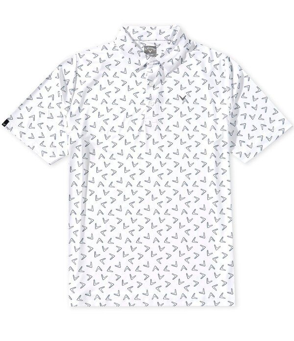 キャラウェイ メンズ トップス ポロシャツ プリント Callaway Chevron Printed Short Sleeve Golf Polo Shirt Bright White ホワイト