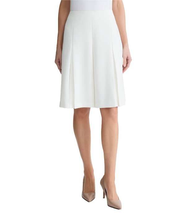 カスパール レディース ボトムスカート ひざ丈 プリーツ Kasper Pleated Flare Knee Length Skirt Vanilla Ice