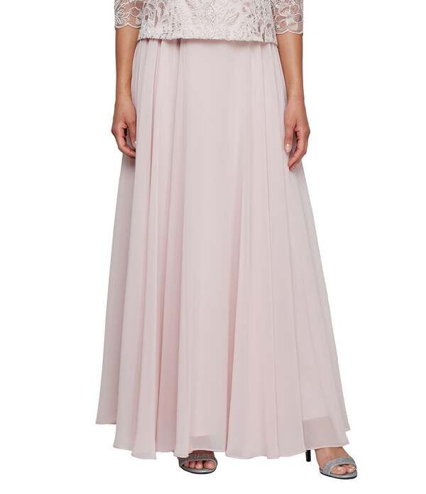 アレックスイブニングス レディース ボトムスカート シフォン A ライン プチ Alex Evenings Petite Size Long Chiffon ALine Full Skirt Shel