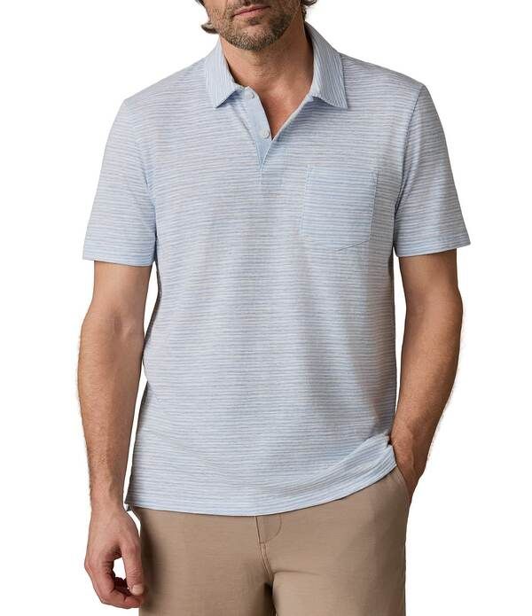 ファレティ メンズ トップス シャツ トール Faherty Big Tall Breeze Stripe Short Sleeve Polo Shirt Blue Wake Stripe ブルー