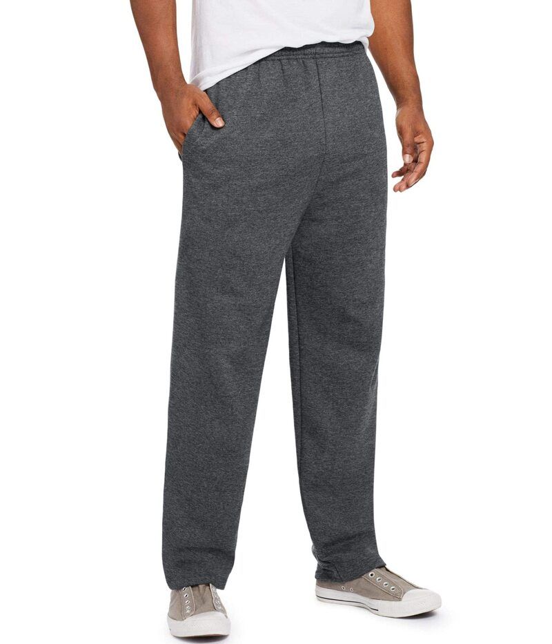 ヘインズ メンズ ボトムス カジュアルパンツ Hanes EcoSmart Open Leg Pant with Pockets Charcoal Heathe チャコール