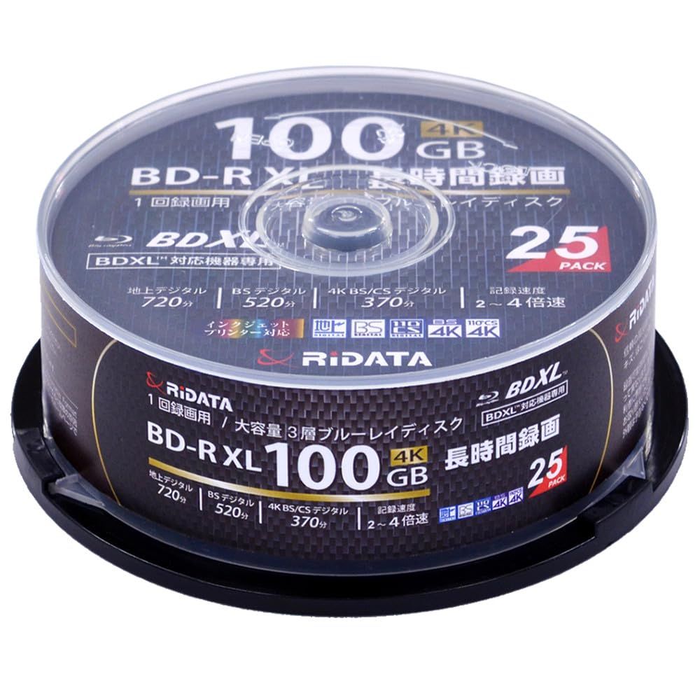 新品 RiDATA BDXL対応機器専用 1回録画用ブルーレイディスク 録画用BD-R XL BR520PW4X.25SPHS 25枚パック