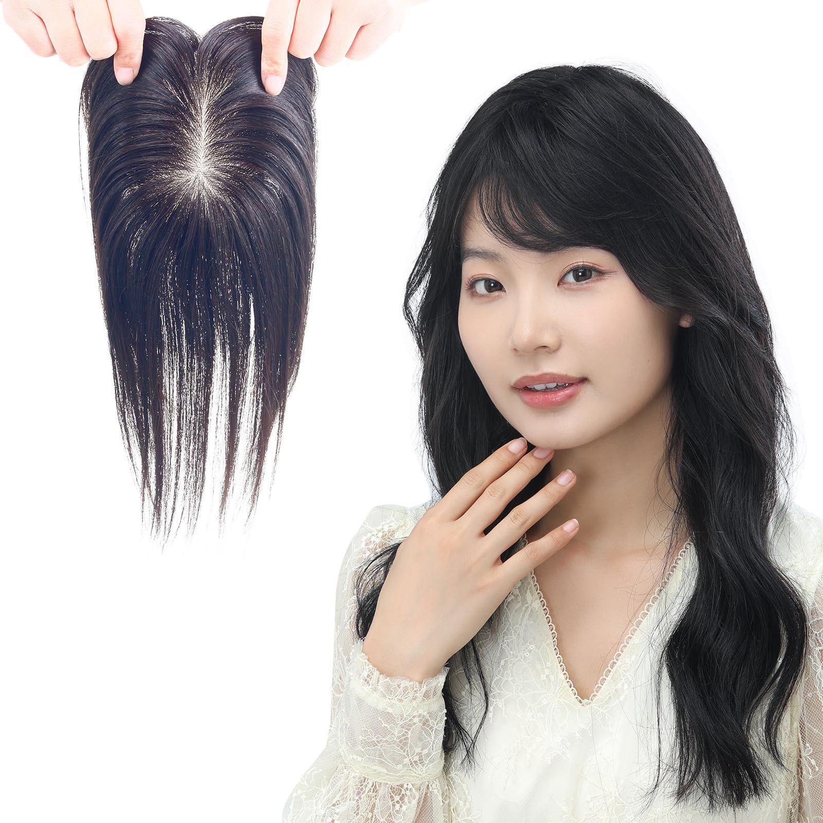 新品 HIYE 部分ウィッグ 人毛100% ヘアピース 総手植え 自然 つむじ 頭頂部 かつら 女性 ポイントウィッグ 超軽量 通気性 脱毛症 薄毛 白髪隠し 円形脱毛症 レディース つけ毛 ナチュラル 分け目 つむじ付き トップカバー 医療用ウイッグ (自然 13,067円