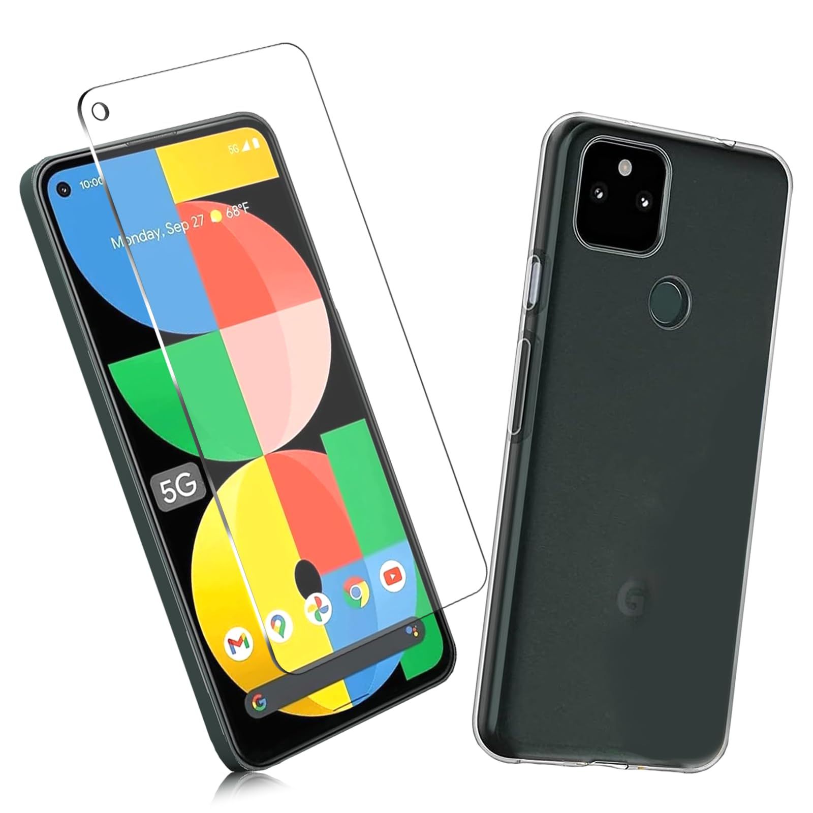 新品 【1+1枚セット】1枚 FOR Google Pixel 5A 用のガラスフィルム + 1 