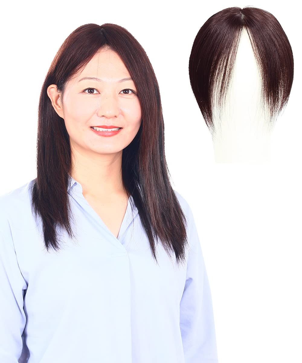 新品 HIYE 部分ウィッグ 人毛100％ 自然 人工皮膚 薄毛 白髪隠し 増毛 ウイッグ ミセス ハゲ隠し ヘアピース 円形脱毛症 女性 かつら トップカバー 医療用ウィッグ 横8cm縦12cm ノーカット前髪 (20CM 栗色)