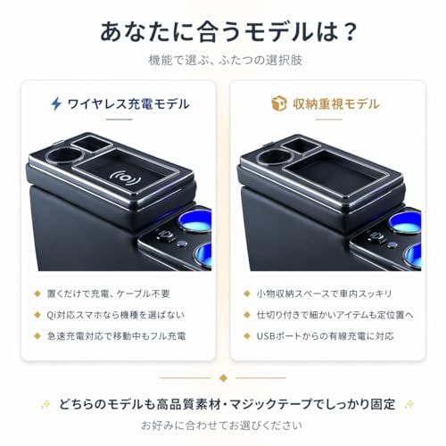 R☆コンソールボックス アームレスト USBポート LED付き 大容量収納
