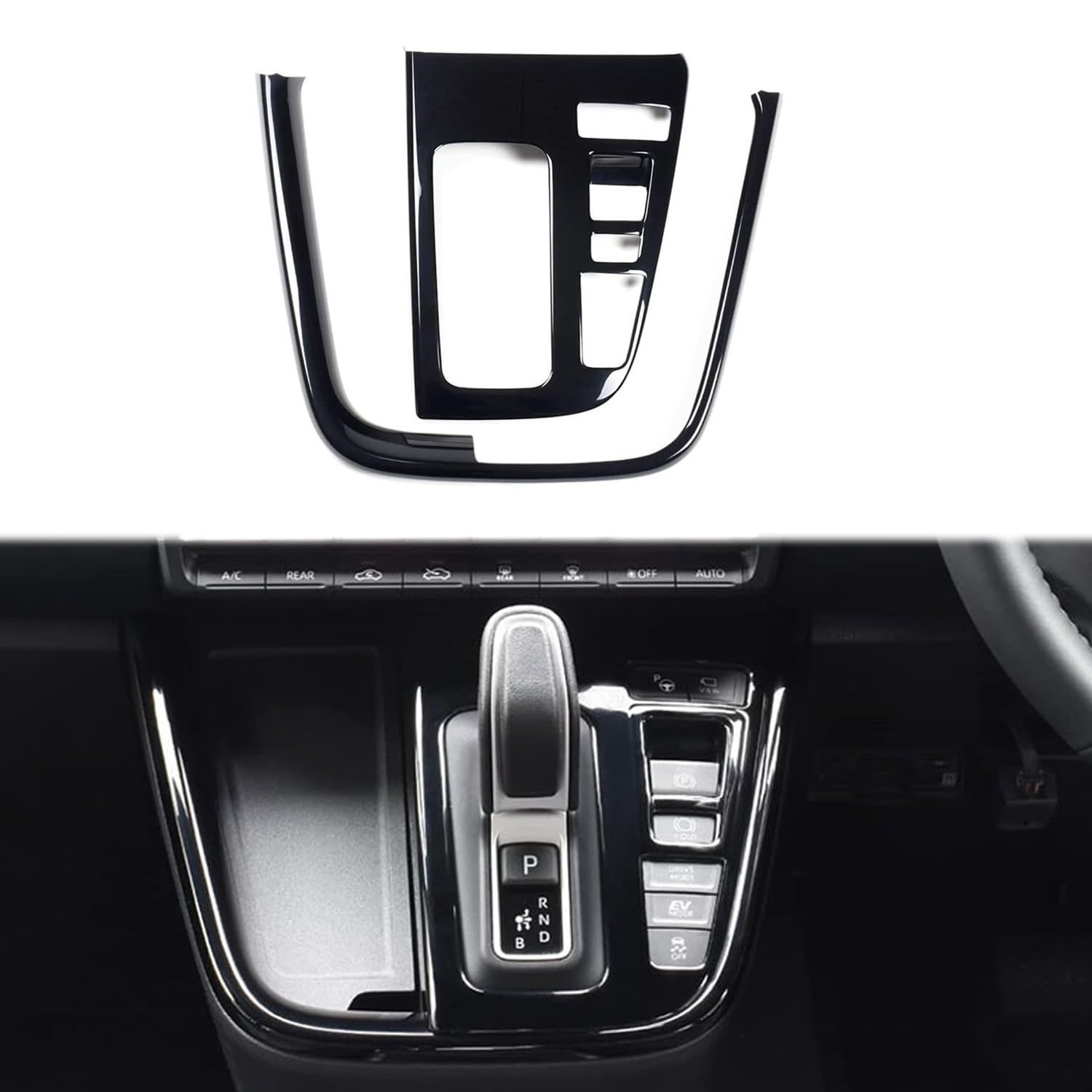 R★新型ヴォクシー 90系 / 新型ノア 90系 令和4年1月?に適用ギアシフトパネル フロントコンソール 中央 変速レバー インテリア 保護アクセサリー社外品 2Pcs(ハイブリッド車, ピアノブラック) 7f7684da