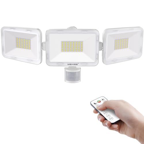 MEIKEE センサーライト 人感 70W LEDセンサーライト 屋外【3面発光 リモコン操作 常時点灯機能】7000LM 超高輝度 人感センサー投光器 IP66防水 夜間センサーモードと24Hセンサーモード 検出距離の調整可能 1H/2H/ 17717c10
