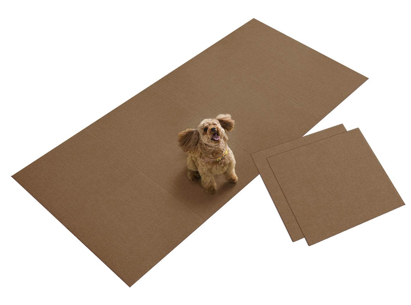 ★新品★サンコー ずれない ジョイントマット 大判 45×45cm ブラウン 10枚 カーペットタイプ おくだけ吸着 タイルマット【日本製 撥水 消臭 洗える】KH-15