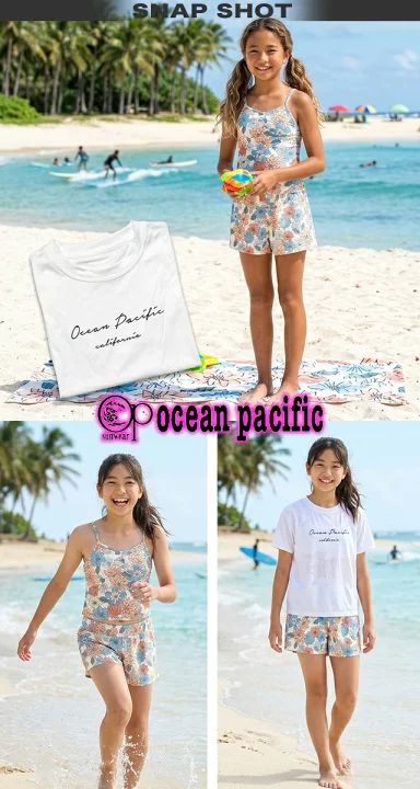 オーシャンパシフィック 水着 キッズ 子供 OP セット ジュニア 女の子 