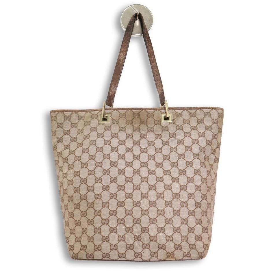 【人気】gucci グッチ GGキャンバス トートバッグ ベージュ レザー 金具 手提げ 通勤通学 旅行 カジュアル A4 可 PC可 高級 正規品
