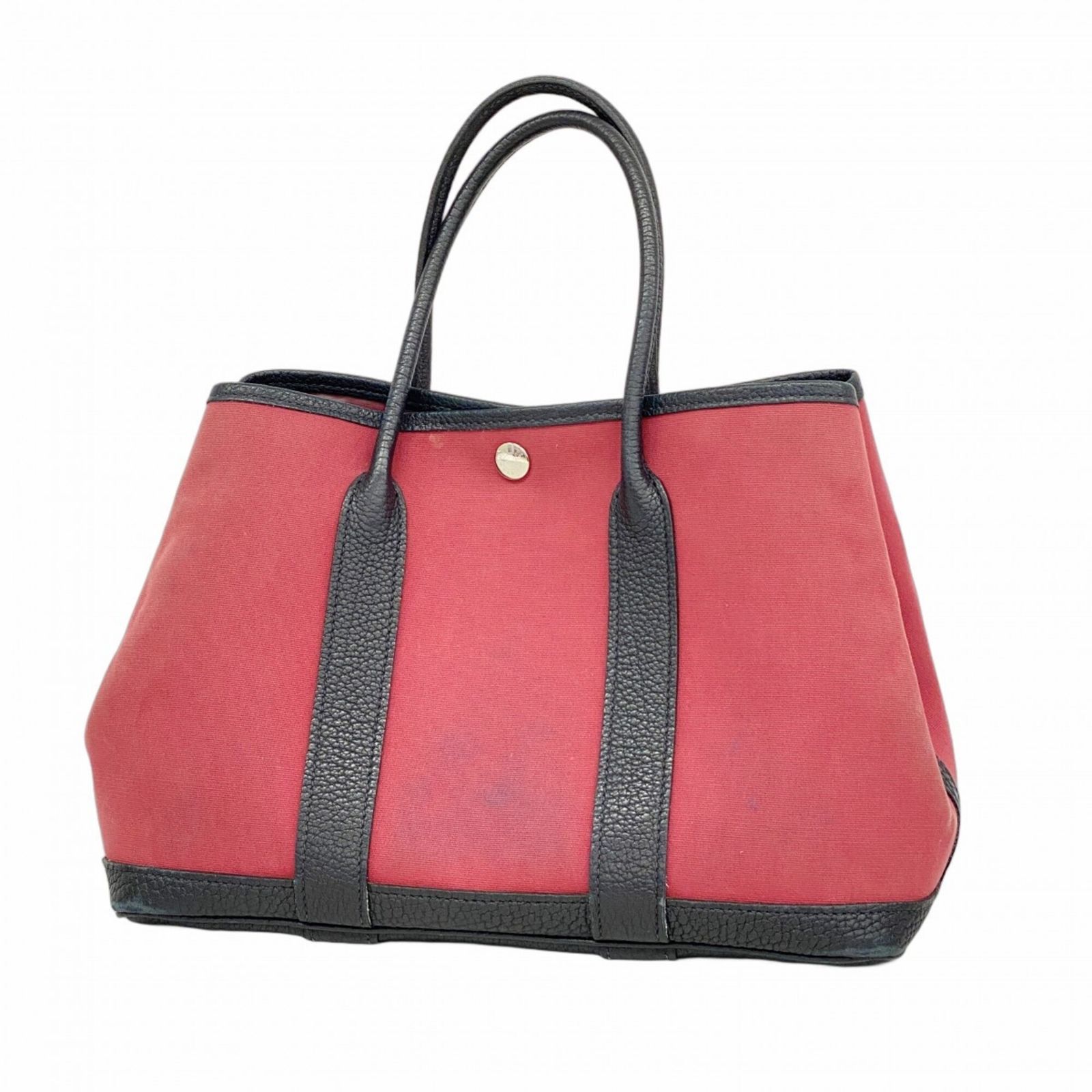 エルメス(Hermes) エルメス トートバッグ ガーデンTPM トワルオフィシエ ブラック レッド □R刻印レディース