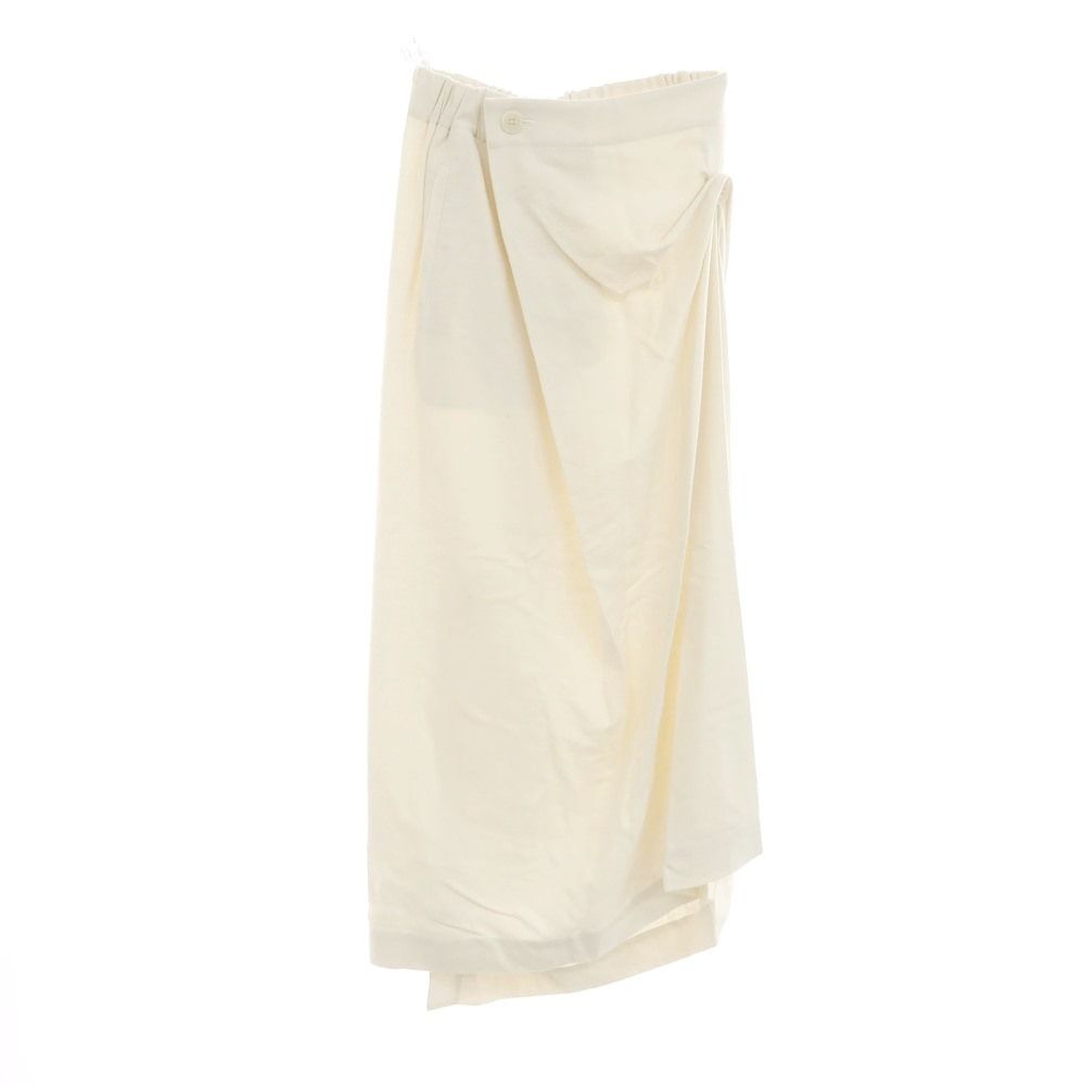 【中古】イッセイミヤケ ISSEY MIYAKE 2024年春夏 アシンメトリー ロングスカート オフホワイト【サイズ表記なし（L位）】【レディース】