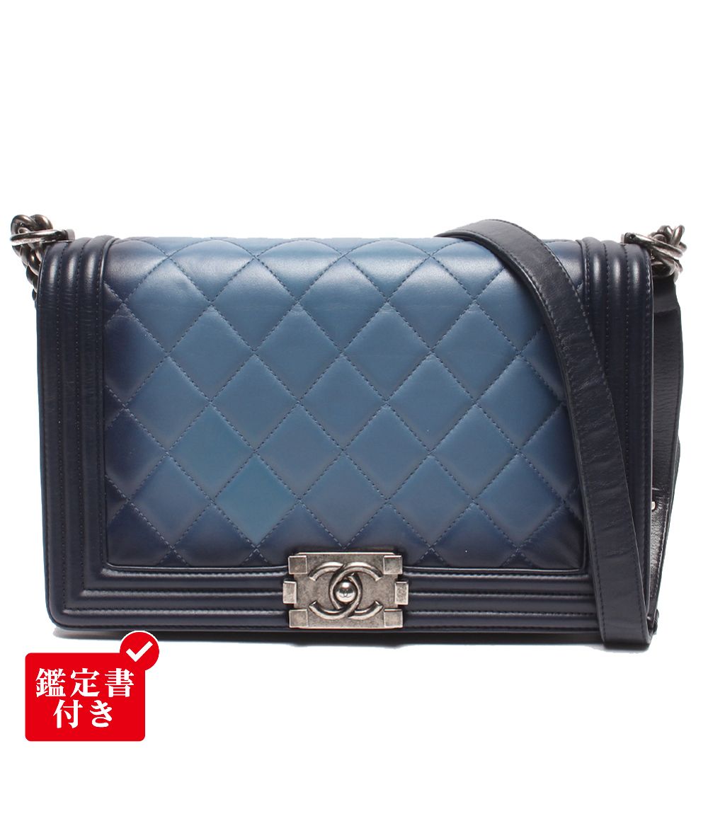 シャネル チェーンショルダーバッグ 肩掛け シルバー金具 シングルフラップ ボーイシャネル 25 A67086 レディース CHANEL