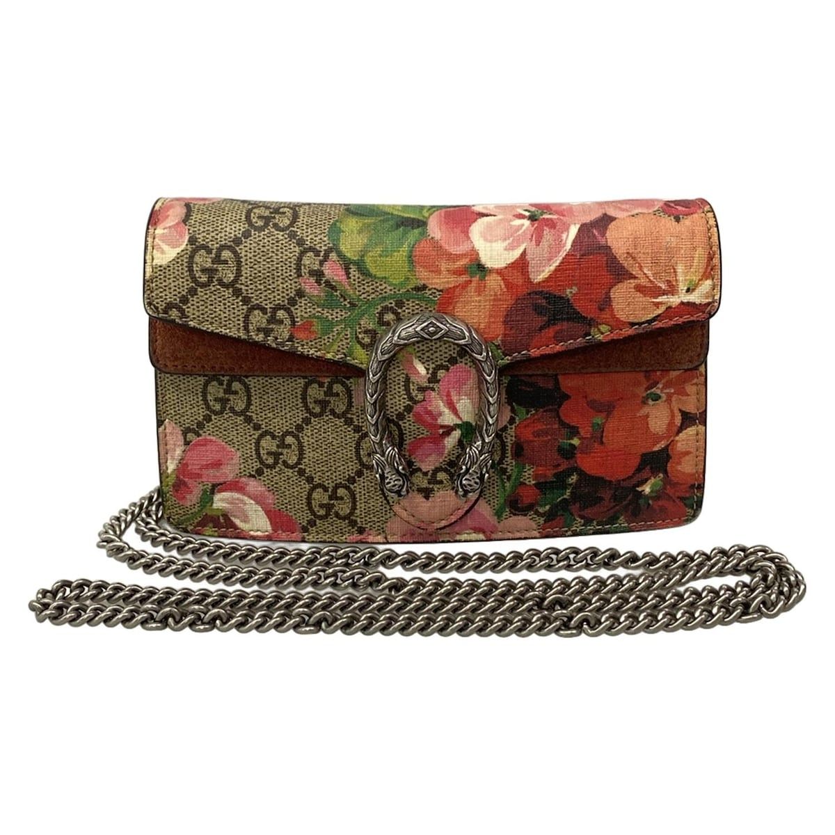 GUCCI(グッチ) ショルダーバッグ ディオニュソス/GGブルームス 476432 ベージュ×ピンク×マルチ 花柄/ミニバッグ/チェーンショルダー