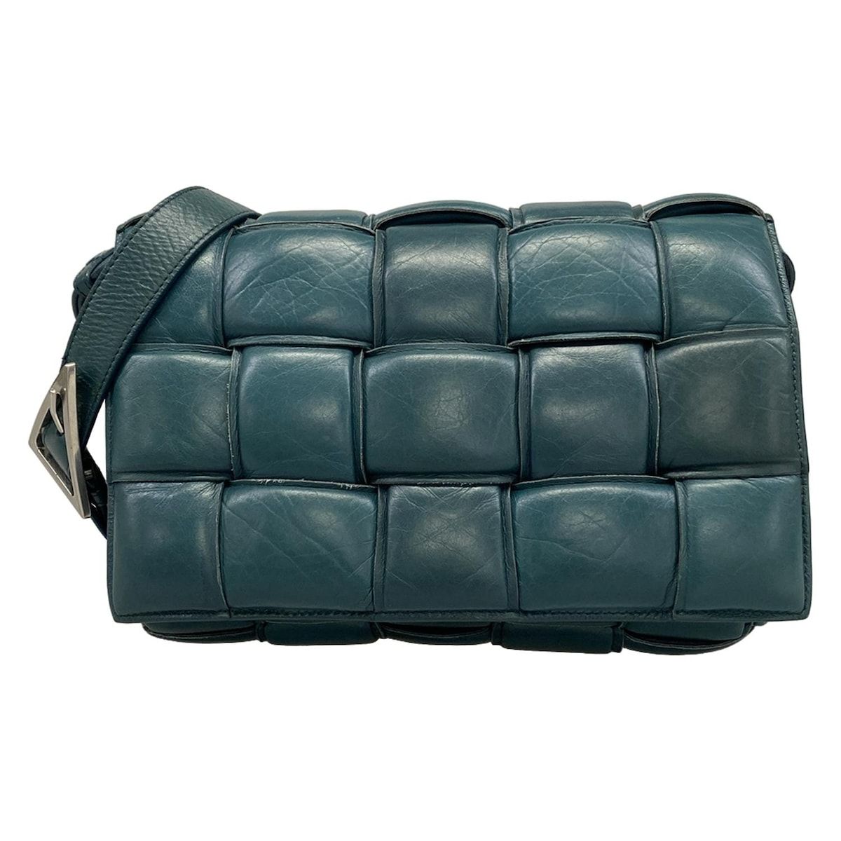 BOTTEGA VENETA(ボッテガヴェネタ) ショルダーバッグ パデッド カセット マラード(ブルーグリーン) ラムスキン
