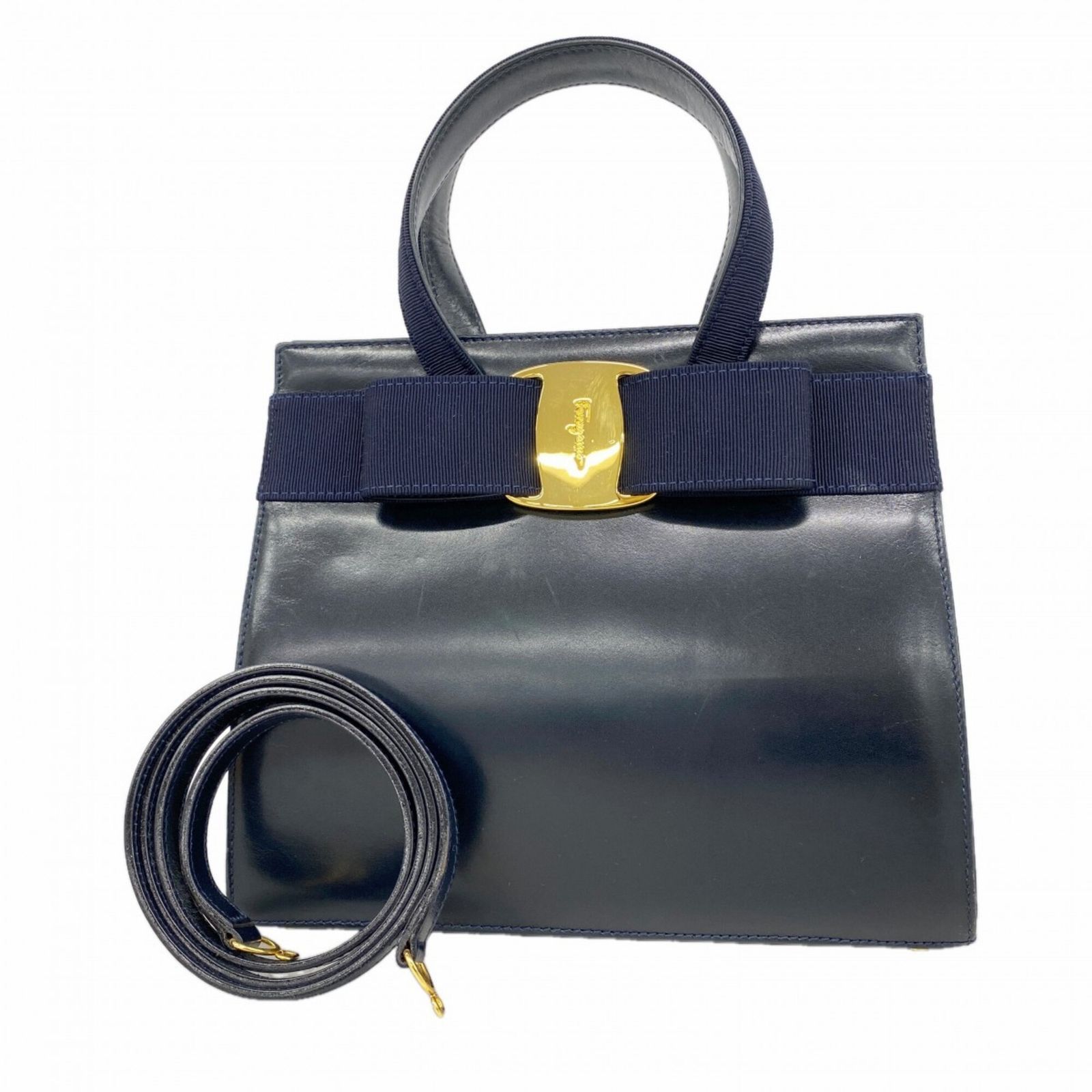 サルヴァトーレ・フェラガモ(Salvatore Ferragamo) サルヴァトーレフェラガモ ハンドバッグ ヴァラ レザー ネイビー 2wayバッグレディース