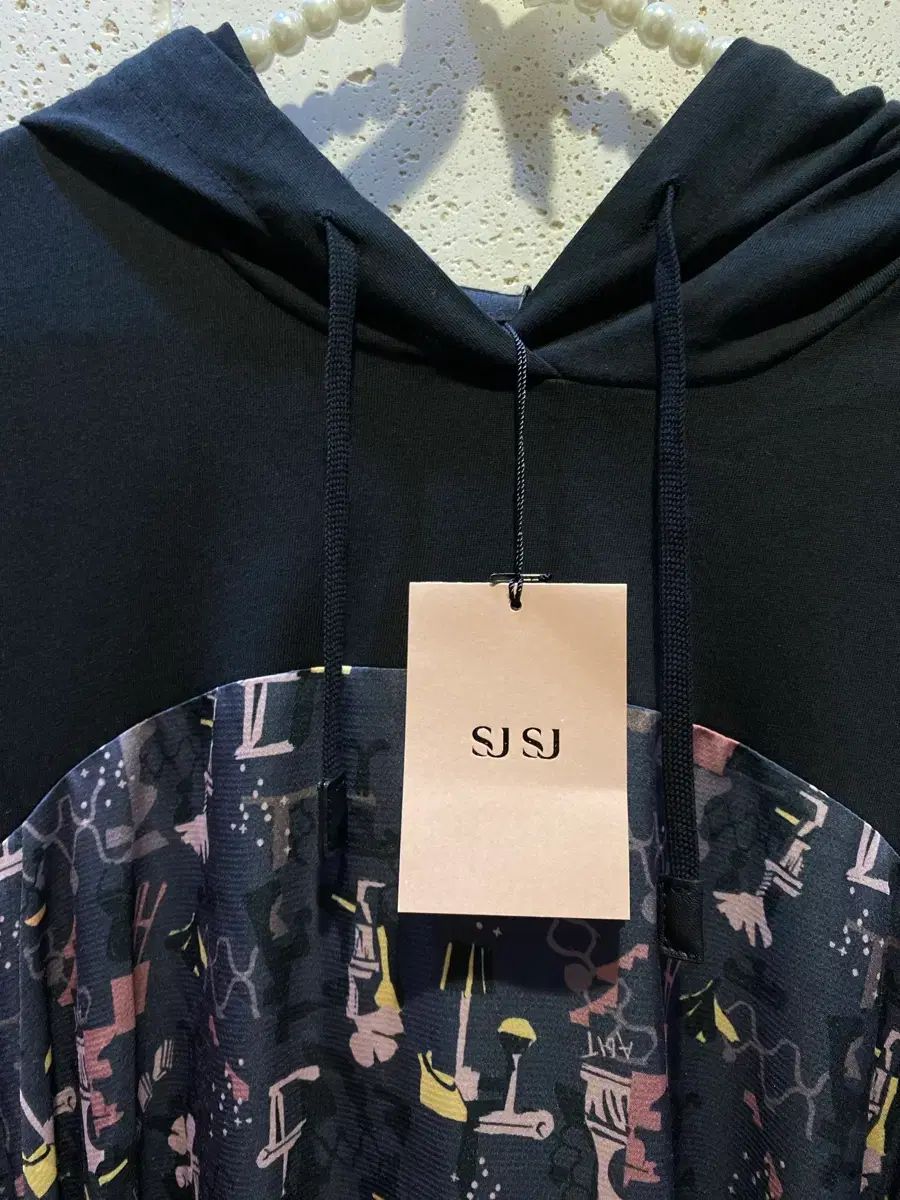 タグ付き新品) The HANDSOME SJSJ ユニーク パータン バイカラー 半袖 WHO フード ロング ONE PIECE