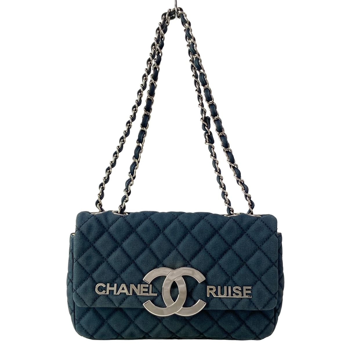 CHANEL(シャネル) ショルダーバッグ シングルフラップマトラッセ ネイビー チェーンショルダー/シルバー金具/クルーズライン