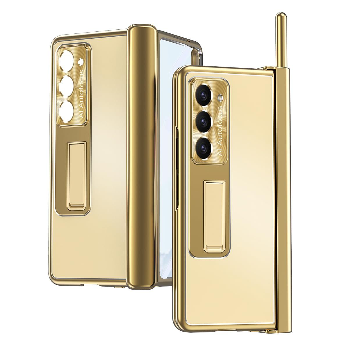 全面保護ケース+アルミ合金ボディ+強化ガラスフィルム+ペンスロット+金属レンズ保護カバー+多機能ヒンジ Galaxy Z Fold5 / W24携帯,磁気吸着 手帳型 折り畳み ブラケット機能 面白い、キラキラ 財布型 フリップ 人気 かわいい フリップ 耐衝