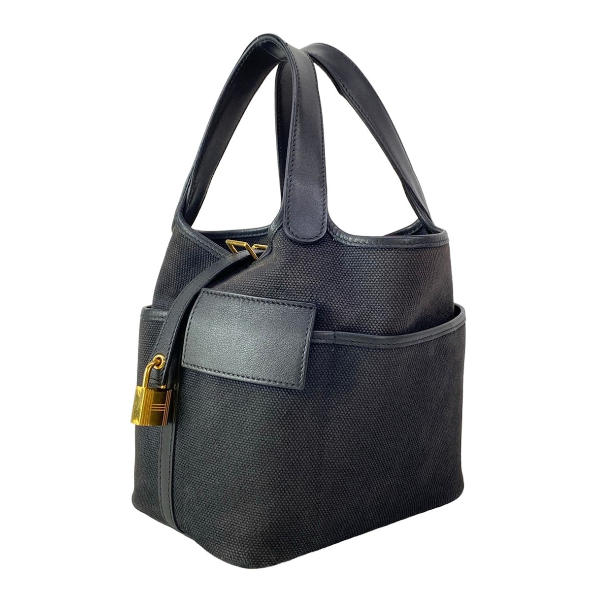 HERMES(エルメス) ハンドバッグ ピコタンロック カーゴ PM 黒 ゴールド金具