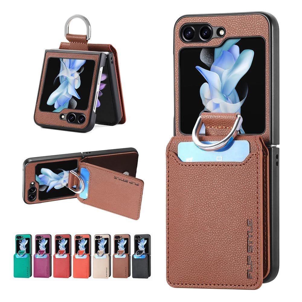 Carambola スマホケースGalaxy Z Flip6対応 ケース カード収納 Galaxy ZFlip6 5G 用 リング付き 折りたたみ ギャラクシー z フリップ6 カバー スタンド機能 落下防止 背面保護