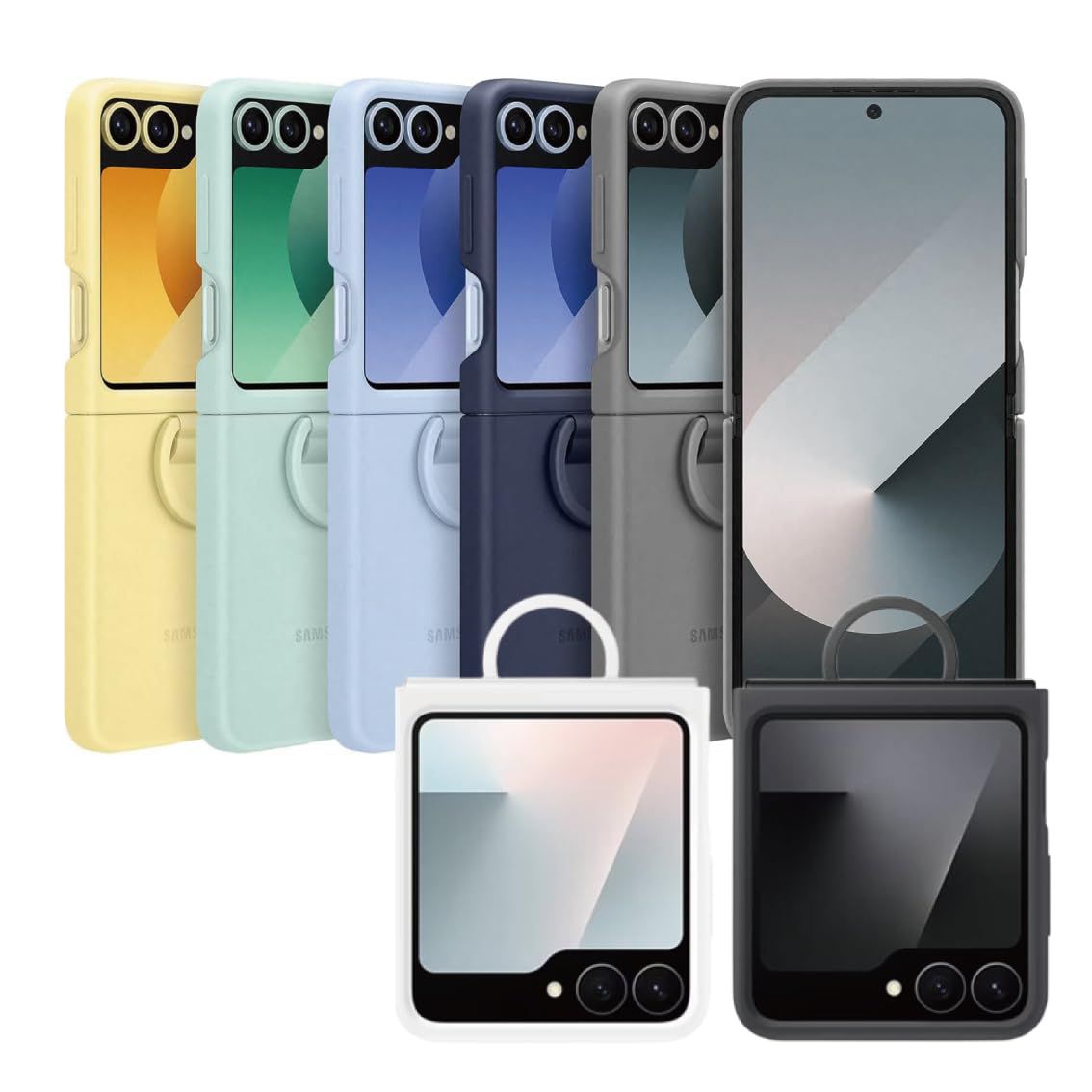 Galaxy Z Flip6 ケース 純正 Z Flip5 互換対応 シリコンケースwithリング Silicone Case with Ring EF-PF741 海外純正品 (ブラック)