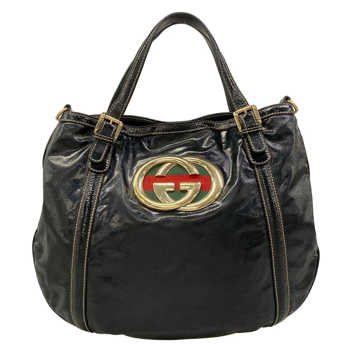 GUCCI(グッチ) トートバッグ ブリット 162886 黒 レザー