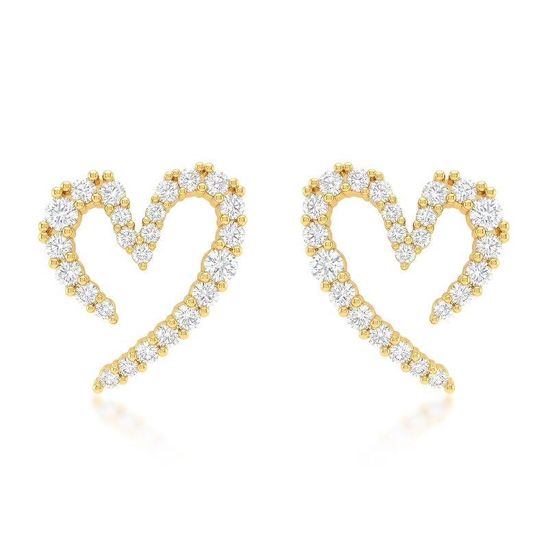 ピアス レディース オープンハート 18K金仕上げ 「Rosee-心音」 キュービックジルコニア ニュアンス ハート 華奢 ご褒美 記念日 誕生日 プレゼント