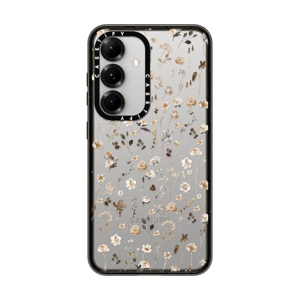 CASETiFY インパクト for Samsung Galaxy S25 ケース [MIL規格準拠 (4x MIL-STD-810G) / 2.5mからの落下試験をクリア] - Wildflower Friday - ブラック