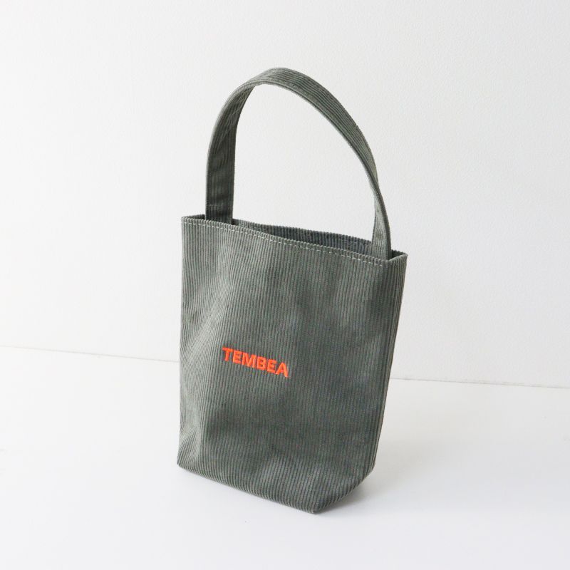 美品 テンベア TEMBEA コーデュロイ BAGUETTE TOTE MINI ‖カーキ ハンドバッグ ロゴ刺繍 かばん 鞄 かばん 手提げ【2400015015507】