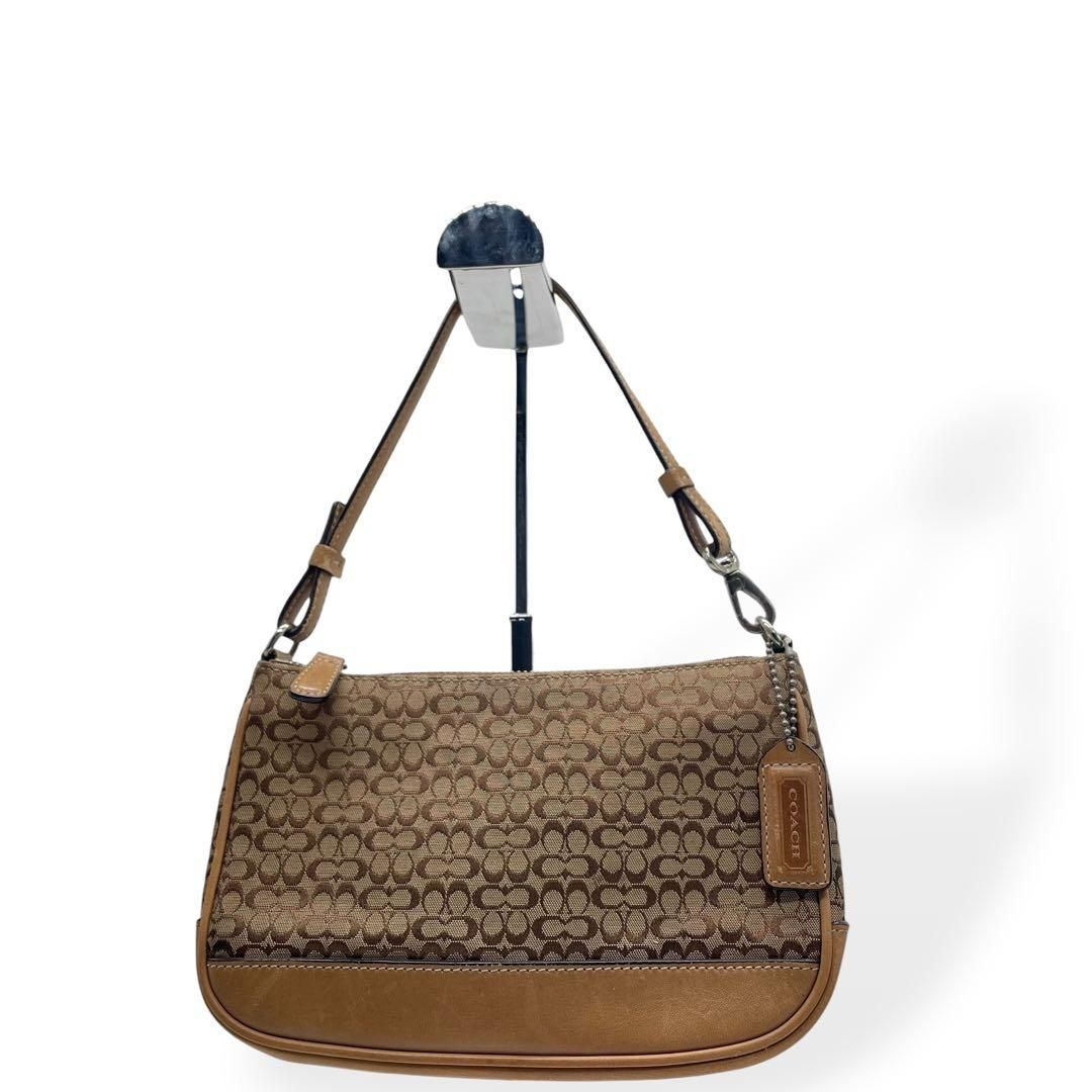 □COACH コーチ シグネチャー アクセサリーポーチ ハンドバッグ 美品 COACH アクセサリーポーチ ハンドバッグ キャンバス シグネチャー