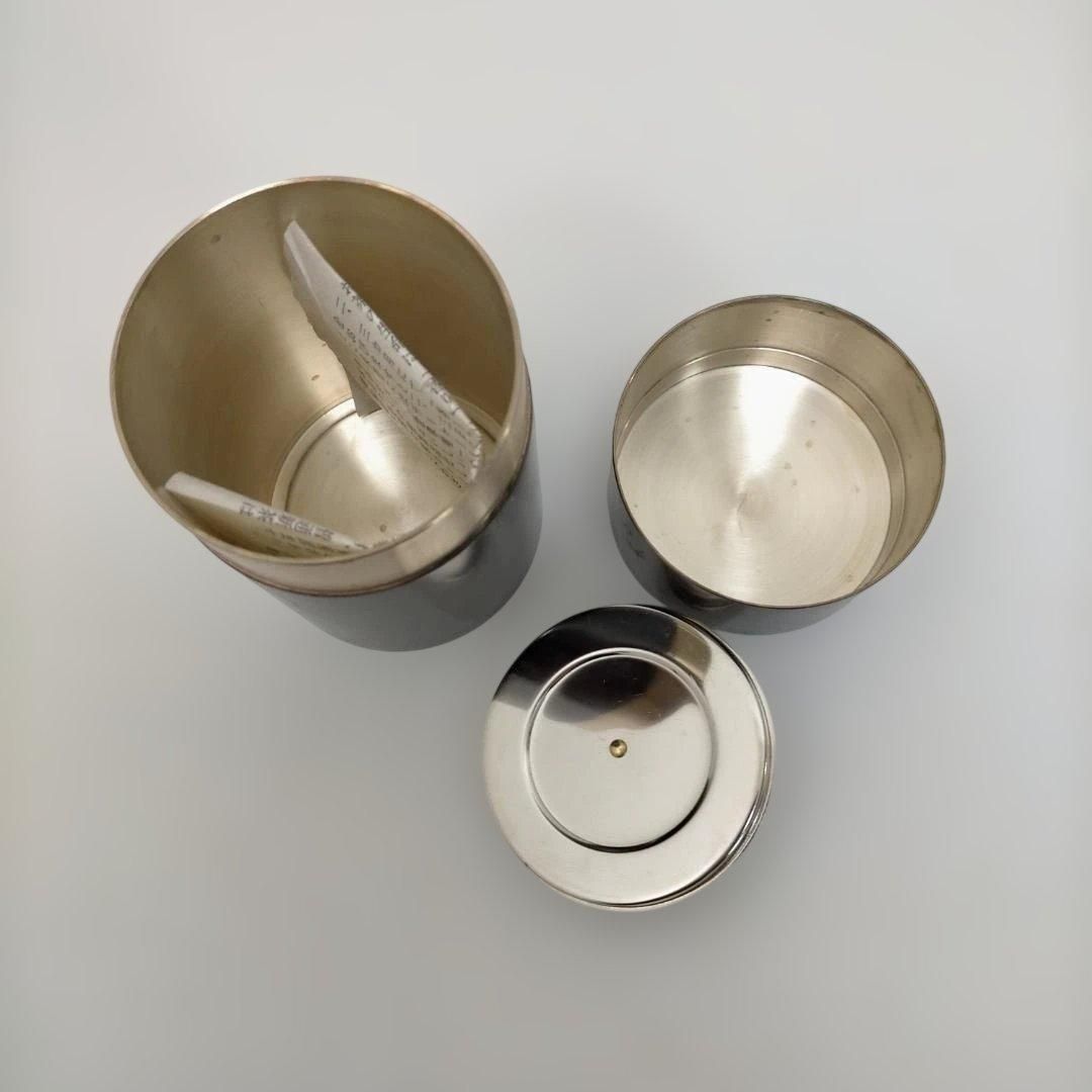 瑞正 銅製茶筒 刻印あり 茶器 保存容器 内蓋付き 茶道具 和風デザイン 