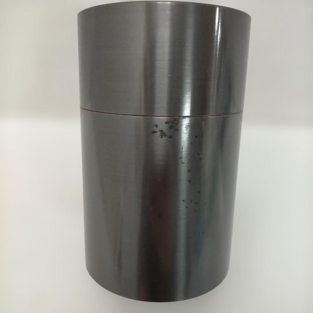 瑞正 銅製茶筒 刻印あり 茶器 保存容器 内蓋付き 茶道具 和風デザイン 