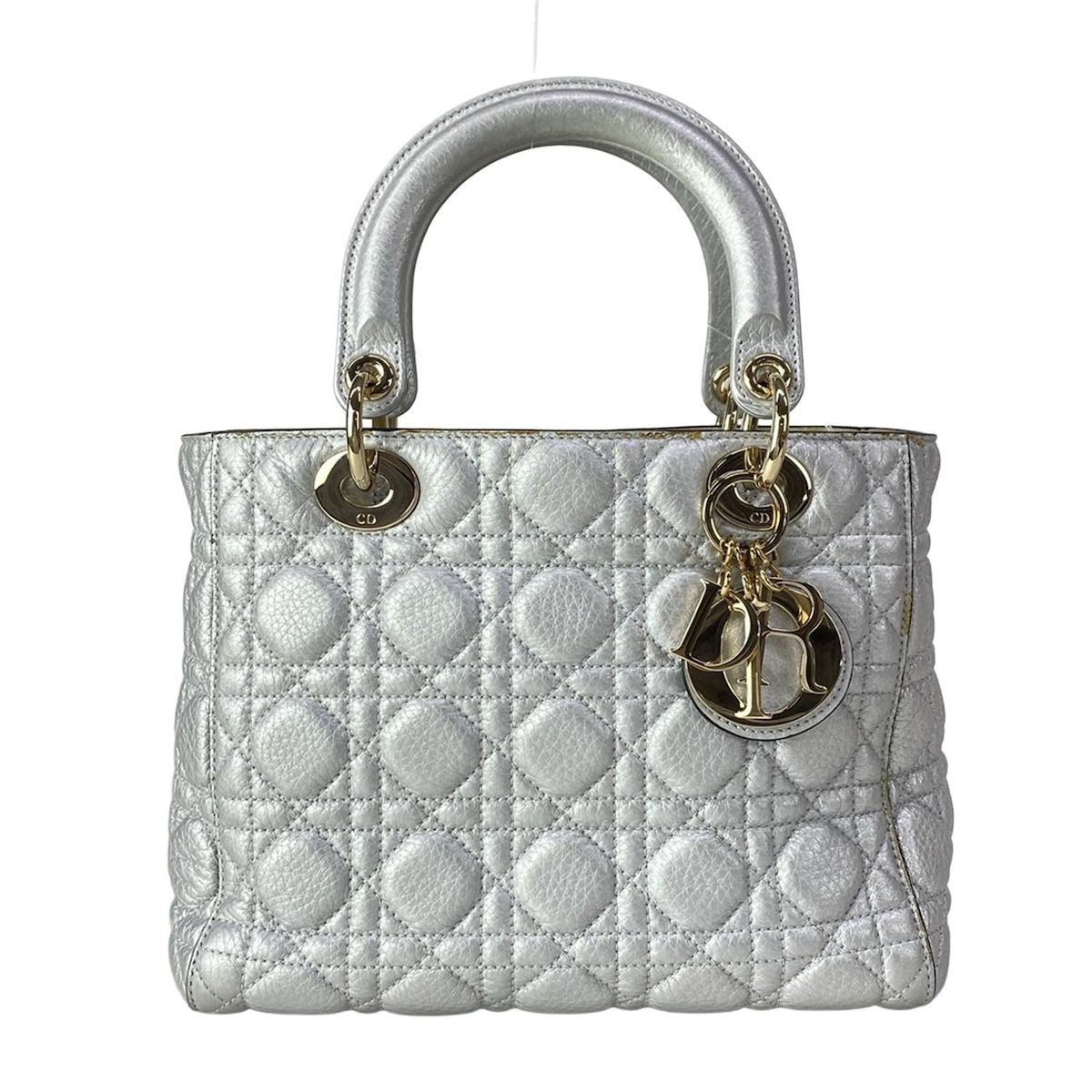 DIOR/ChristianDior(ディオール/クリスチャンディオール) ハンドバッグ レディディオールミディアムバッグ シルバー レザー