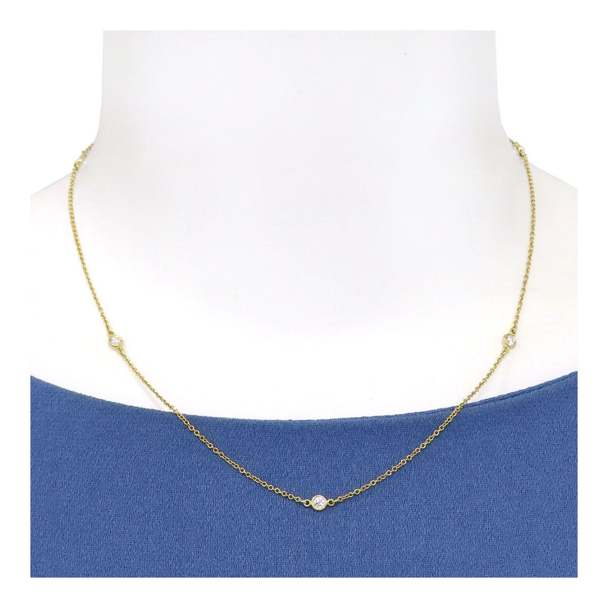 ティファニー バイザヤード ネックレス 5Pダイヤモンド 750 (K18YG) レディース TIFFANY&Co.【中古】 【ジュエリー】